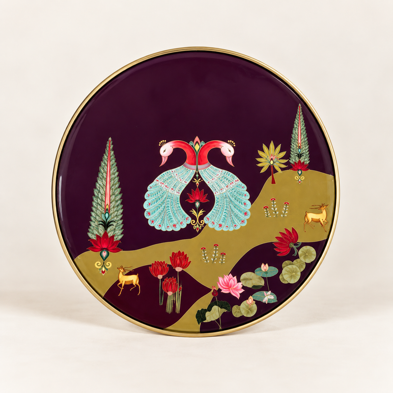 Anandvan Circular Metal Platter with dip bowl