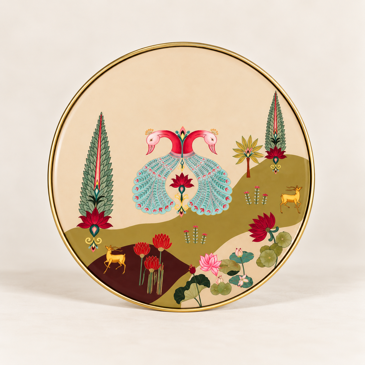 Anandvan Circular Metal Platter with dip bowl